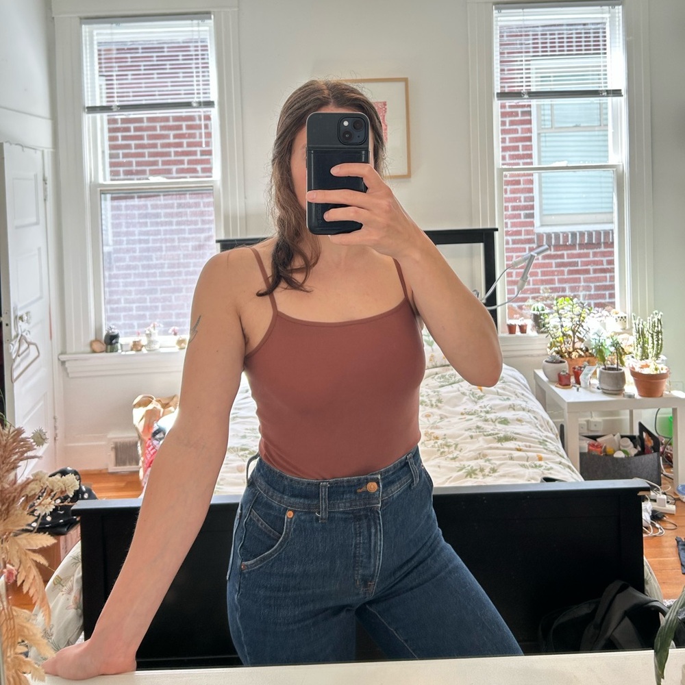 Brown spaghetti strap bodysuit
